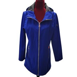Calvin Klein Women Blue Hooded Water Resistant Rain Jacket
 Size S E476